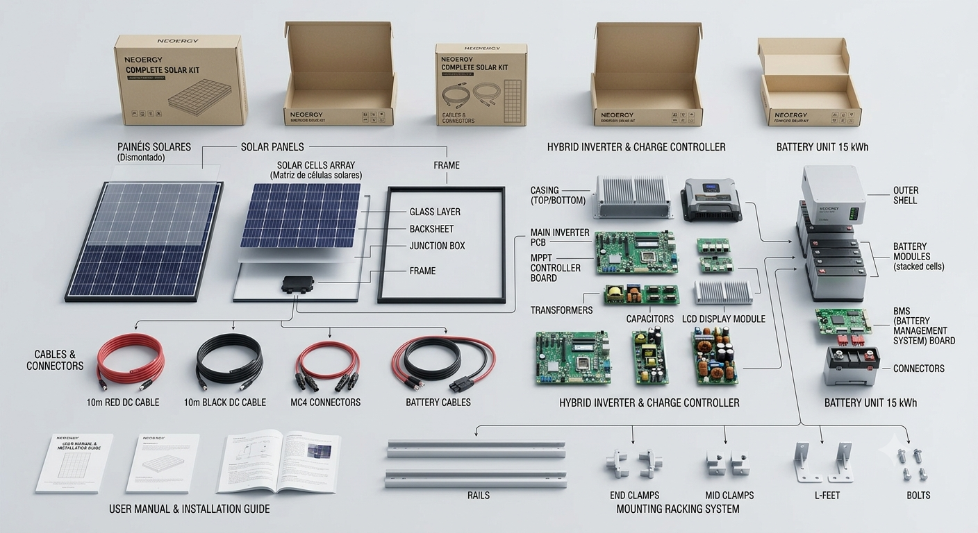 NeuGreen solar kit bill of materials (exploded view)